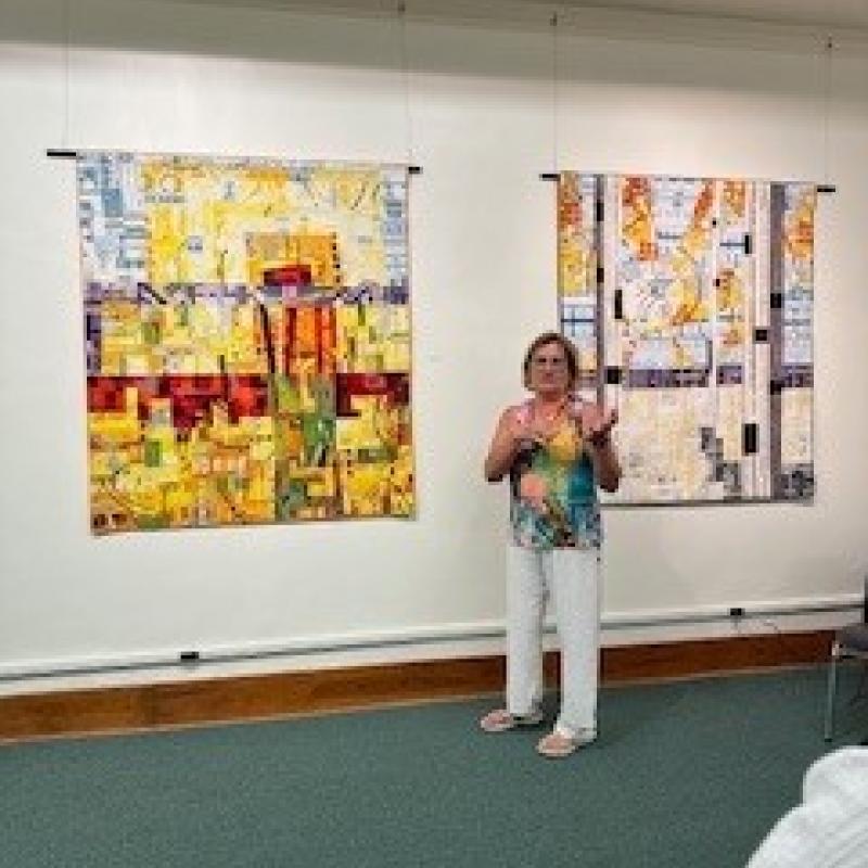 As part of the Quilters Hall of Fame Celebrations, honoree Katie Pasquini Masopust led gallery tours of her work.