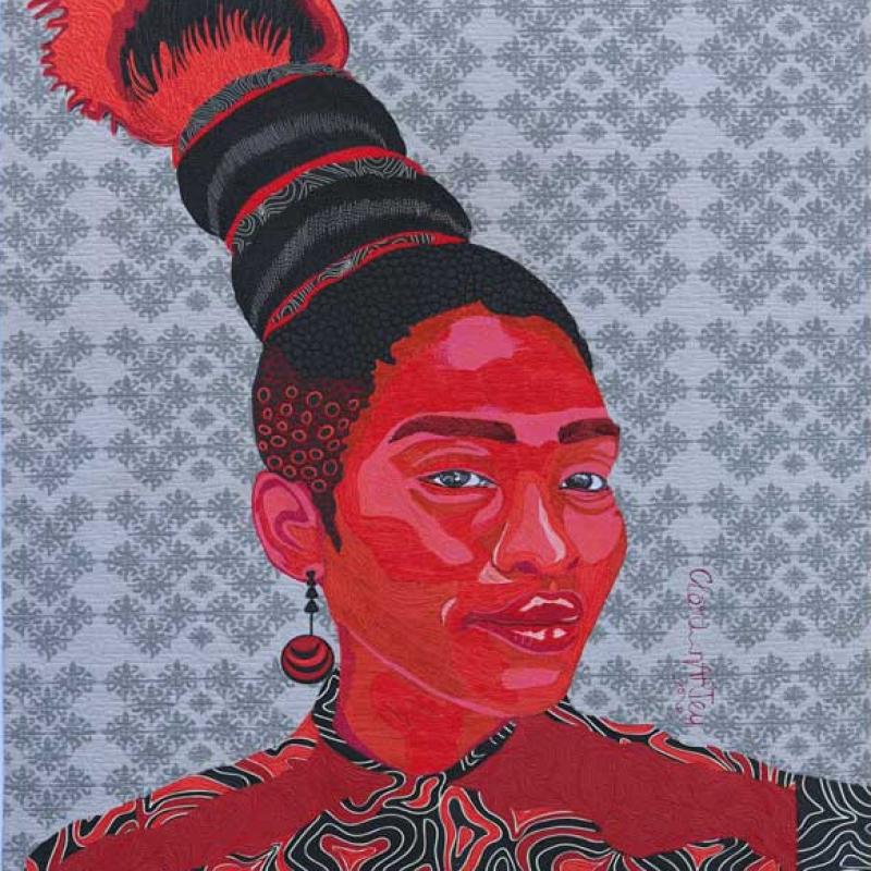 Clara Nartey - Ruby (a portrait of a woman in shades of red and black.)